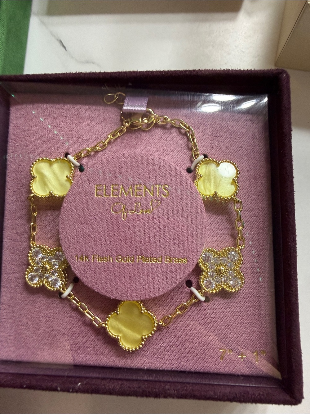 Element Gold-Tone Clover Charm Bracelet with Yellow Motifs